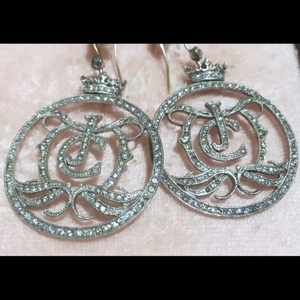 Juicy Couture Pave Logo Medallion Earrings